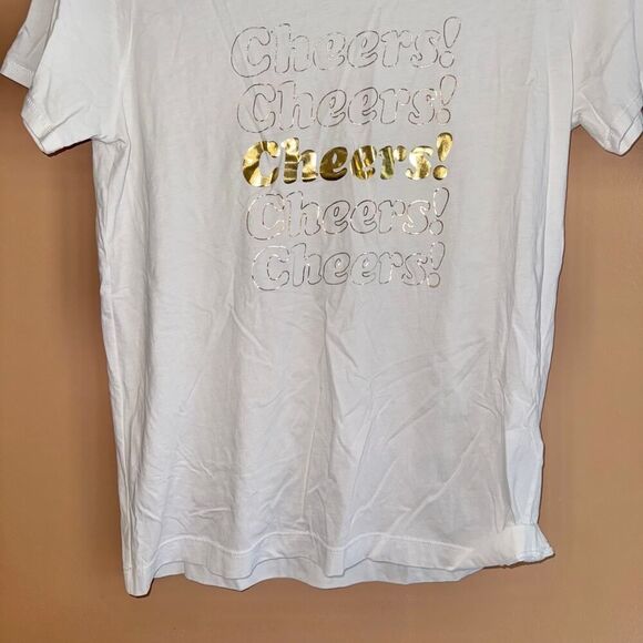 Kate Spade Women's Cheers White Gold Short Sleeve Tee T-Shirt Size Small - Picture 6 of 8
